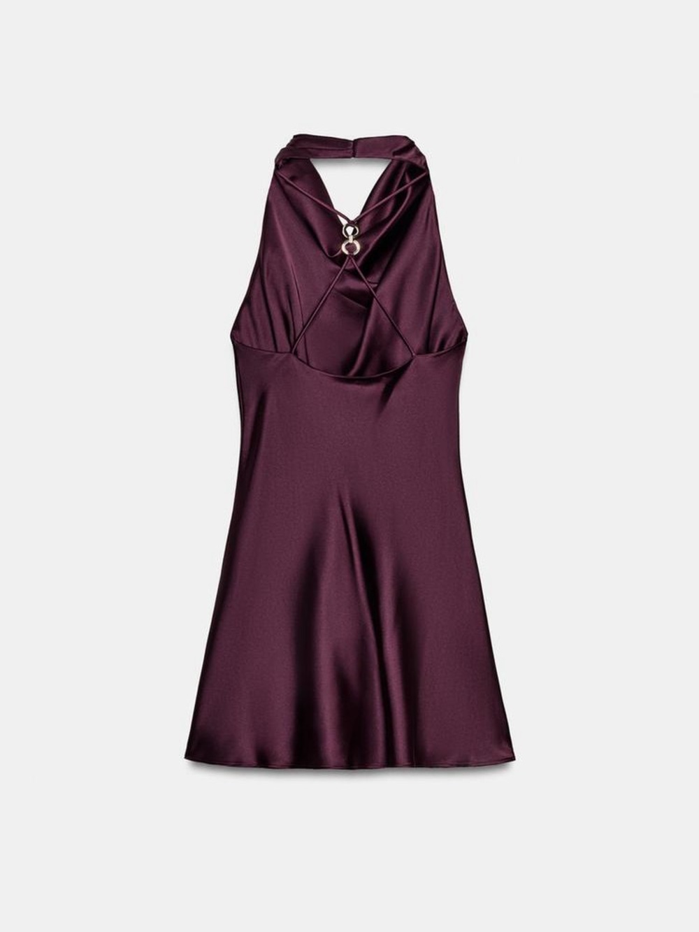 Zara Sleeveless Halter Mini Dress in Plum